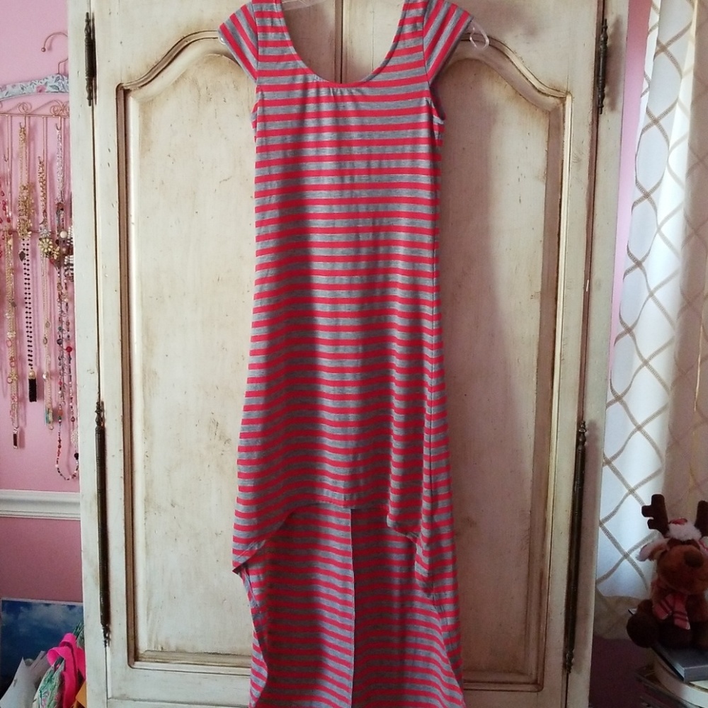 Red and Grey High Low Dress